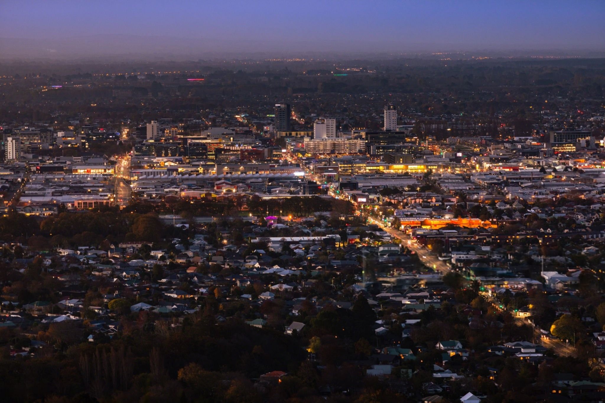 Christchurch city at dusk